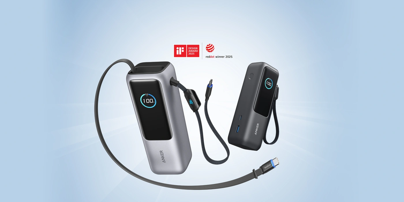 Повербанк Anker 25 000 мА·ч 165 Вт со встроенными кабелями