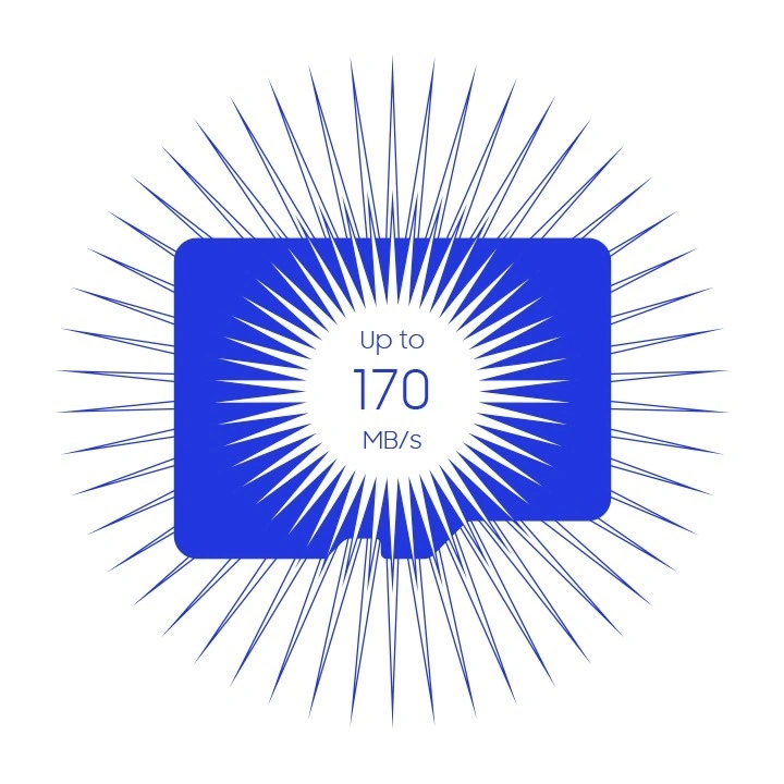 Надпись «До 170&nbsp;МБ/с» в круге с лучами