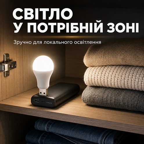 Локальное освещение в нужной зоне с помощью USB-лампы
