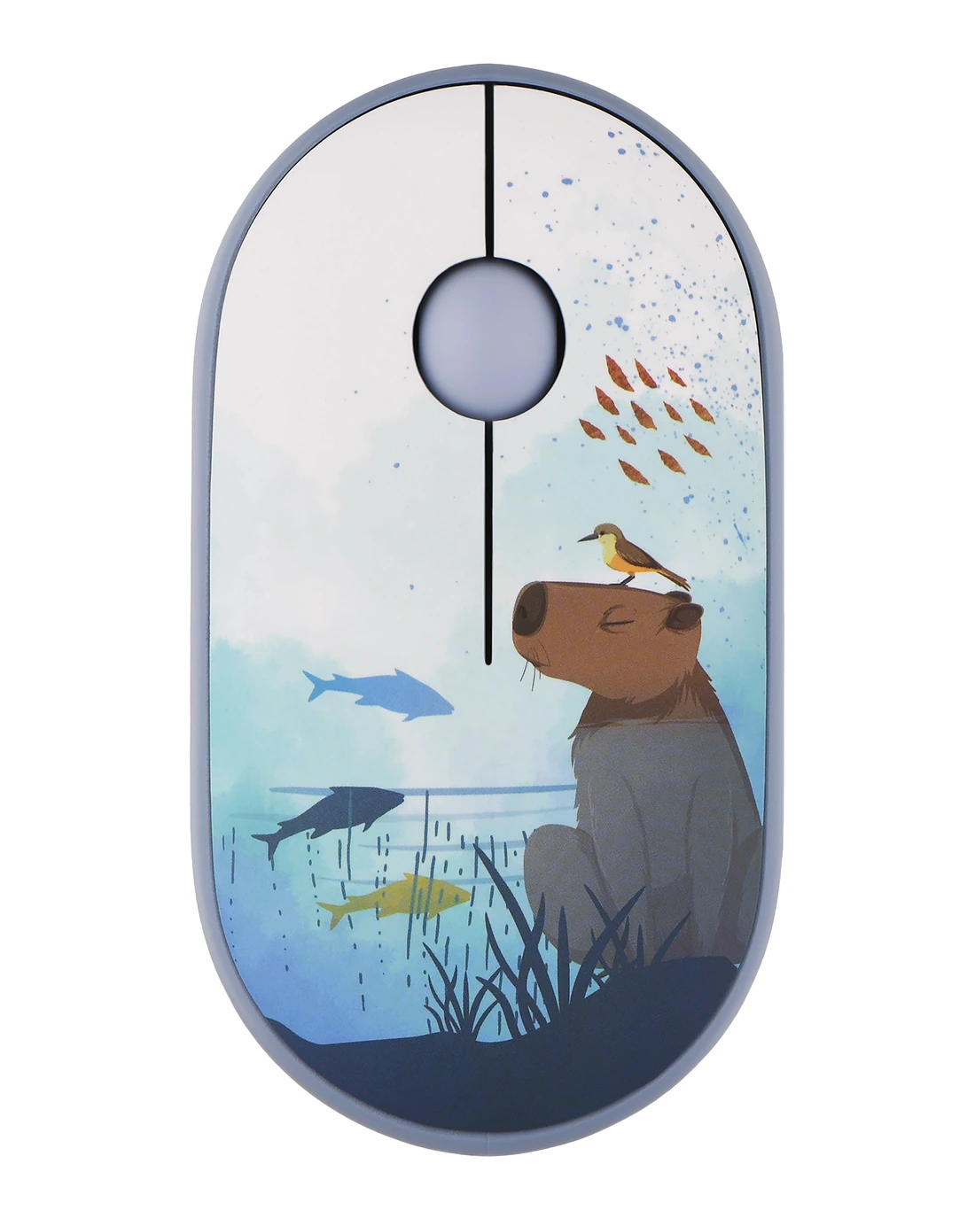 Бездротова миша 2E MF300 CAPYBARA:SWIM синього кольору — вигляд зверху