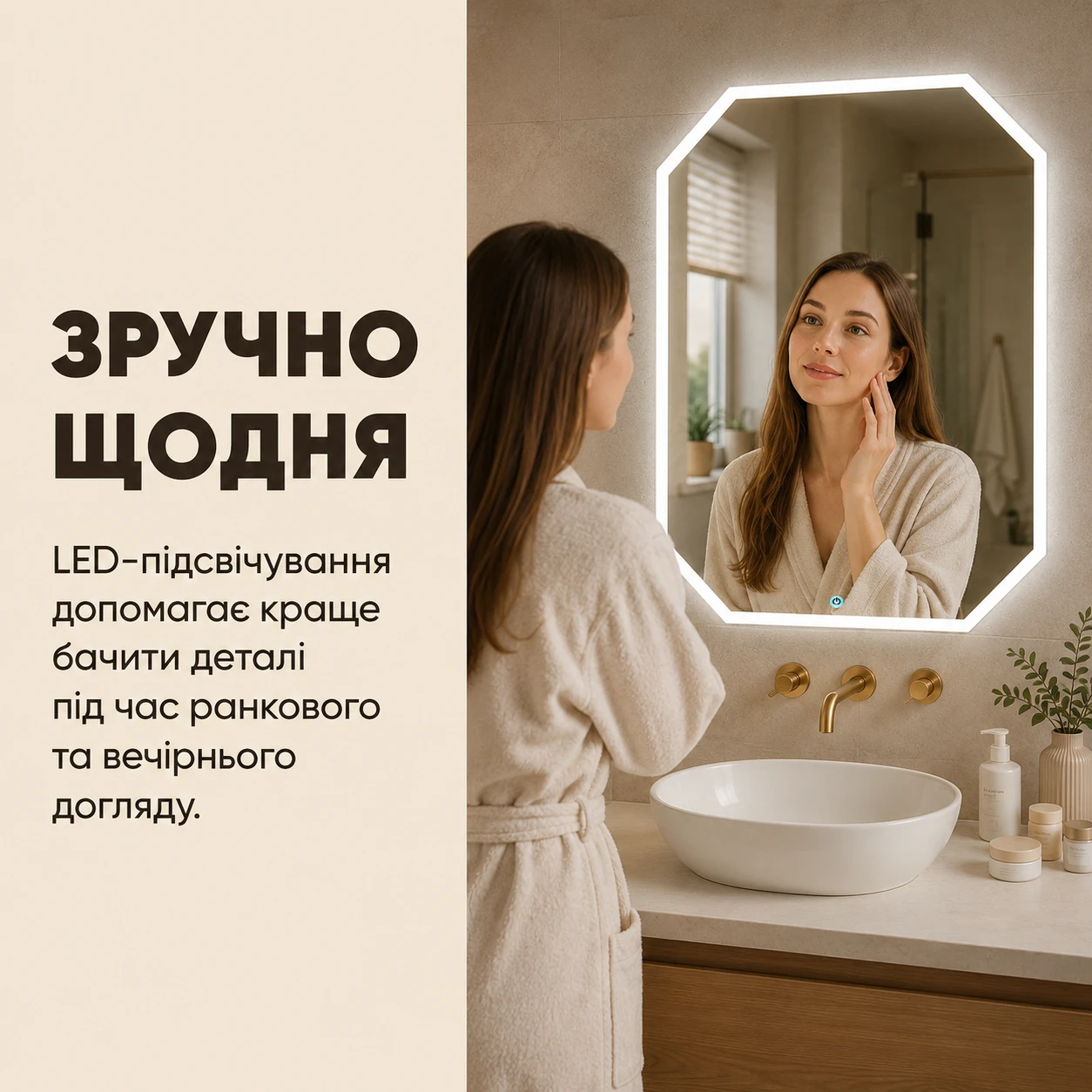 Зеркало обеспечивает отличную видимость мелких деталей во время макияжа