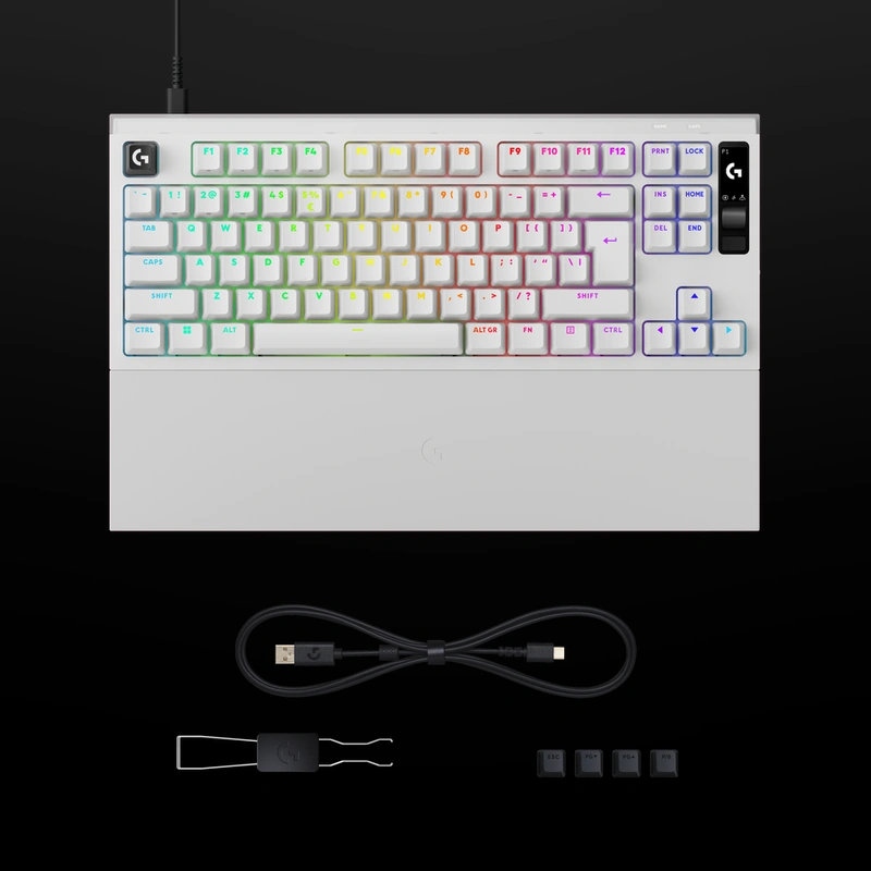 Клавіатура Logitech G PRO X2 RAPID із підставкою для долонь, кабелем USB-A — USB-C, знімачем і запасними ковпачками
