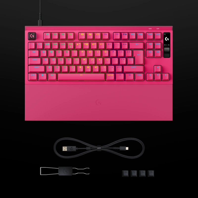 Клавіатура Logitech G PRO X2 RAPID із підставкою для долонь, кабелем USB-A — USB-C, знімачем і запасними ковпачками