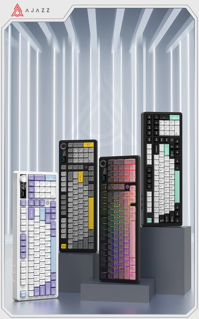 Клавиатуры AJAZZ AK980 V2 в четырех цветах на подиумах