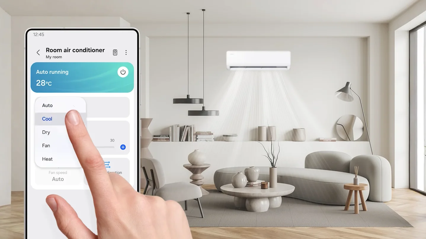 Управление настройками кондиционера Samsung через мобильное приложение SmartThings
