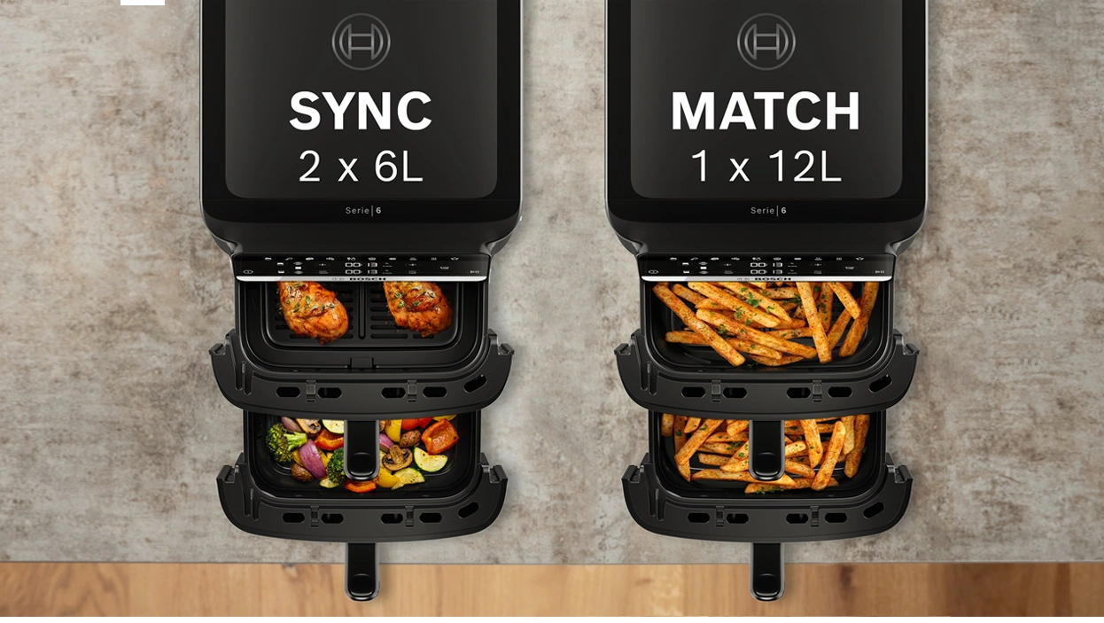 Режимы SYNC 2 x 6 л и MATCH 1 x 12 л в мультипечи Bosch
