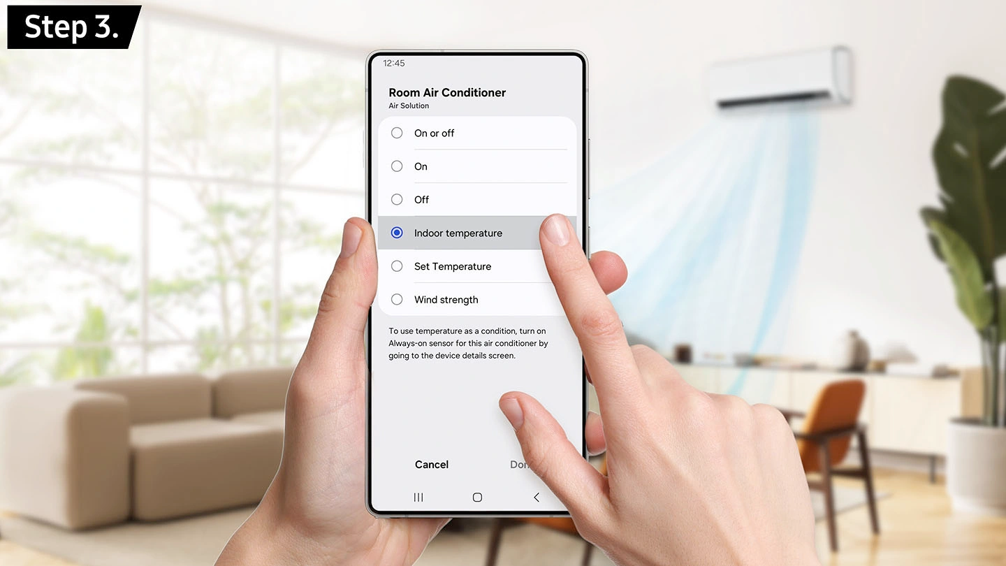 Налаштування сценарію кондиціонера в застосунку SmartThings, крок 3