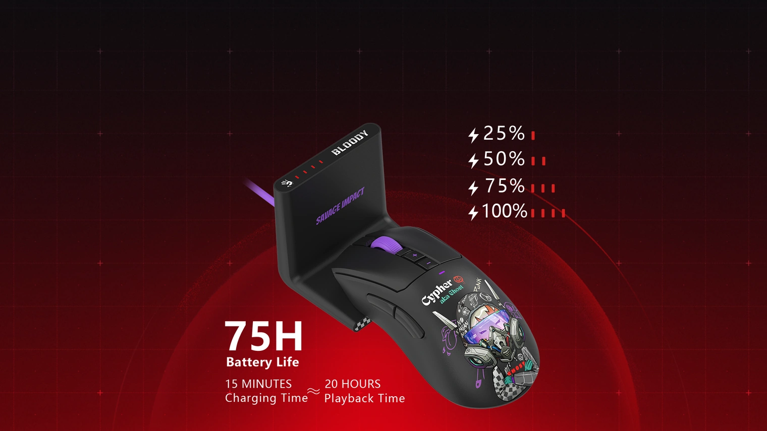 Мышь A4Tech Bloody R73 Ultra Duo на зарядной док-станции