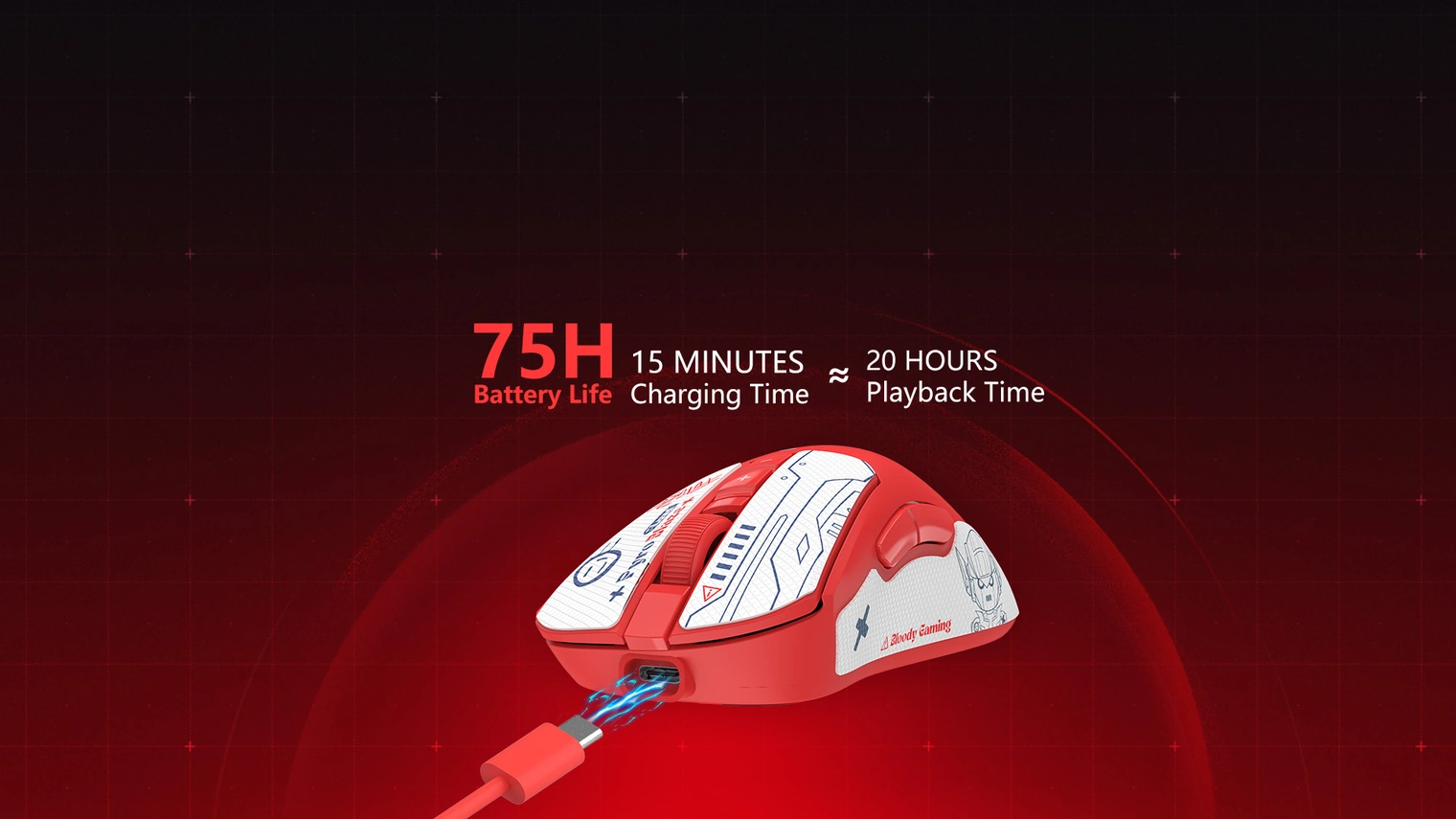 Ігрова миша A4Tech Bloody R73 Ultra Wireless — до 75 годин роботи, заряджання через USB Type-C