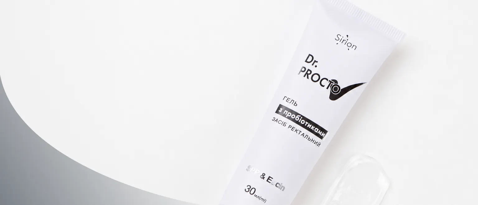 Тюбик ректального геля Dr. Procto на стильной светлой глянцевой поверхности