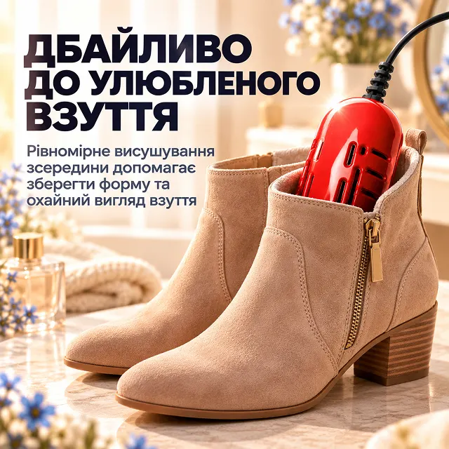 Бережная сушка обуви изнутри сушилкой Shine Red для сохранения формы