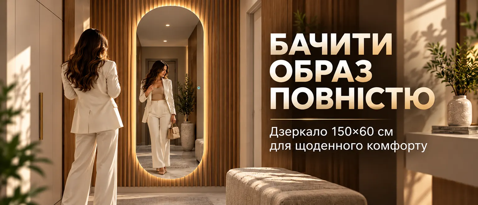 Настенное овальное зеркало с LED-подсветкой BRS D105 в полный рост 150х60 см