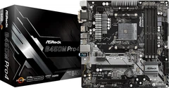 Материнская плата ASRock B450M Pro4 (sAM4, AMD B450, PCI-Ex16