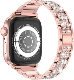 Металевий ремінець STR 3-bead Diamond Metal Band для Apple Watch 45/44/42 mm (Series SE/7/6/5/4/3/2/1) - Rose Gold
