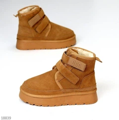 Жіночі уггі на липучках Hengji 37р(24см) замшеві руді (18839