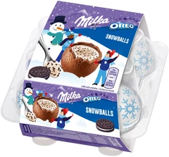 Фігурний молочний шоколад Milka Snow Balls з кремовою молочною
