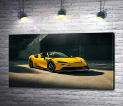 Картина ArtPoster Золотой автомобиль Ferrari SF90 Spider 50x28 см