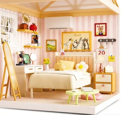 Конструктор-румбокс Mini House Интерьер Спальня со светом 82