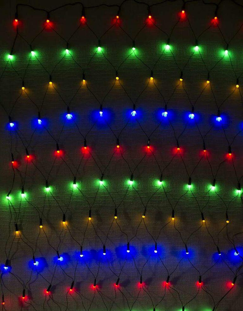 Гирлянда сетка светодиодная, 200 Led, 2x2 м, крупная лампа, черный ...