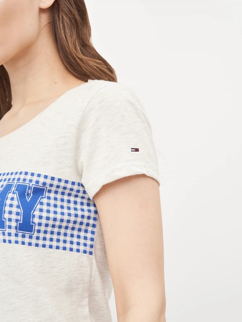 Футболка хлопковая женская Tommy Hilfiger 9740.5 M Серая - изображение 5