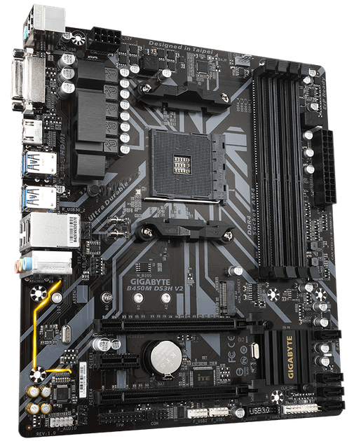 Материнская плата Gigabyte B450M DS3H V2 (sAM4, AMD B450, PCI-Ex16 ...