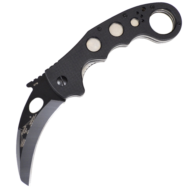 Ніж складаний керамбит Emerson Super Karambit (довжина: 20см, лезо: 9см) чорний, з шайбою emerson - зображення 1