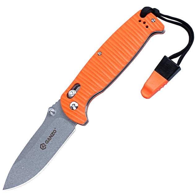 Нож складной Ganzo G7412P-WS (длина: 205мм, лезвие: 89мм, сатин), оранжевый - изображение 1