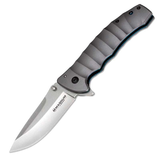 Нож складной Boker Magnum Blue Drop (длина: 221мм, лезвие: 93мм), серый - изображение 1