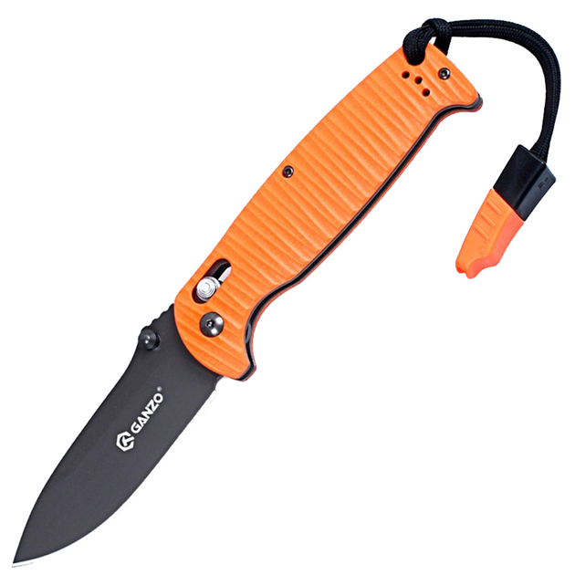 Нож складной Ganzo G7413P-WS (длина: 205мм, лезвие: 89мм, черное), оранжевый - изображение 1