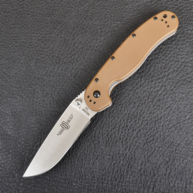 Нож складной Ontario RAT-1 D2 (длина: 216мм, лезвие: 89мм, сатин), сoyote brown 8867CB - изображение 2
