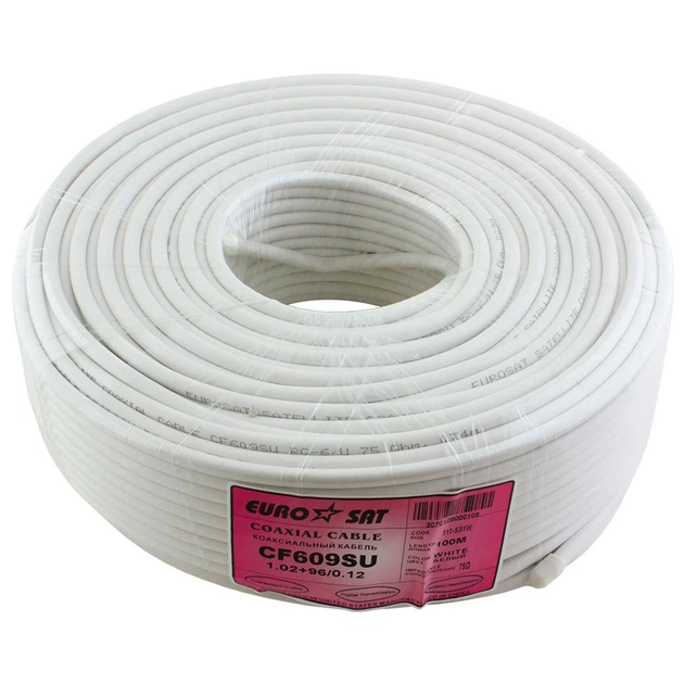 Коаксиальный кабель RG-6 EUROSAT CF609SU CU белый 100м – фото, отзывы ...