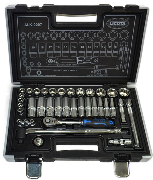 Набор торцевых головок Licota Super Lock 3/8" 6-24 мм 37 предметов (ALK ...