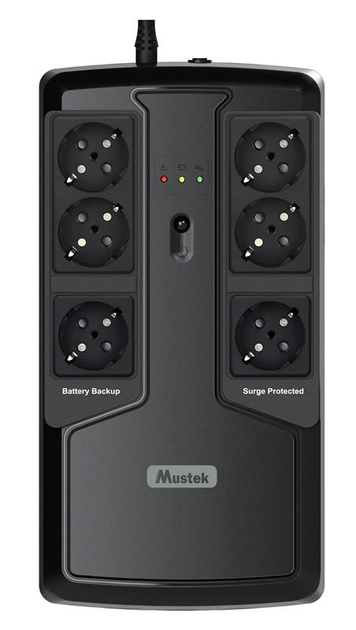ИБП Mustek PowerMust 600 Offline, 6xSchuko, USB (600-LED-OFF-T10 ...