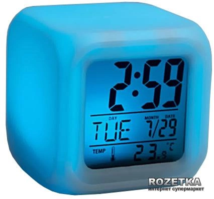 Акція на Настільний годинник UFT з термометром та будильником, здатний змінювати колір від Rozetka