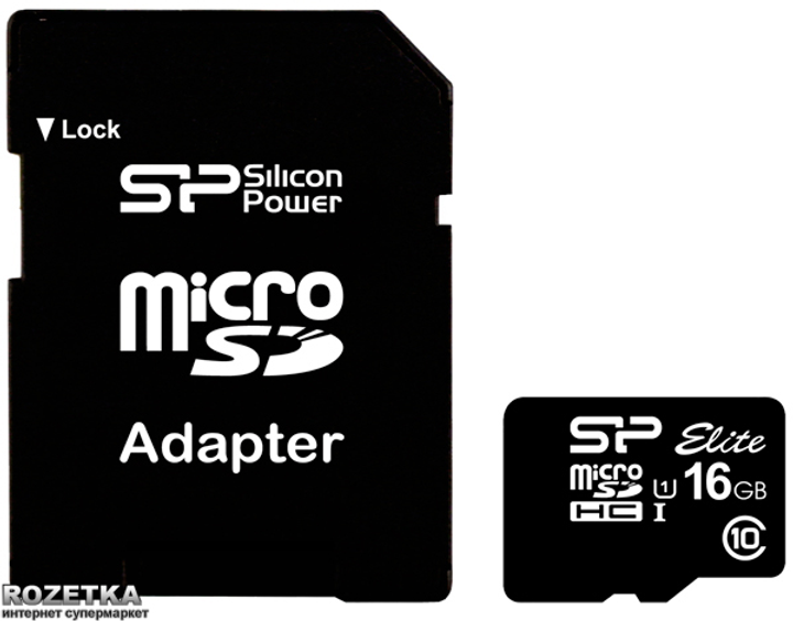 Карта памяти Silicon Power microSDHC 16GB Elite UHS-I + SD-adapter (SP016GBSTHBU1V10SP) - изображение 1