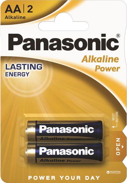 Батарейки Panasonic Alkaline Power лужні AA блістер, 2 шт (LR6REB/2BP ...