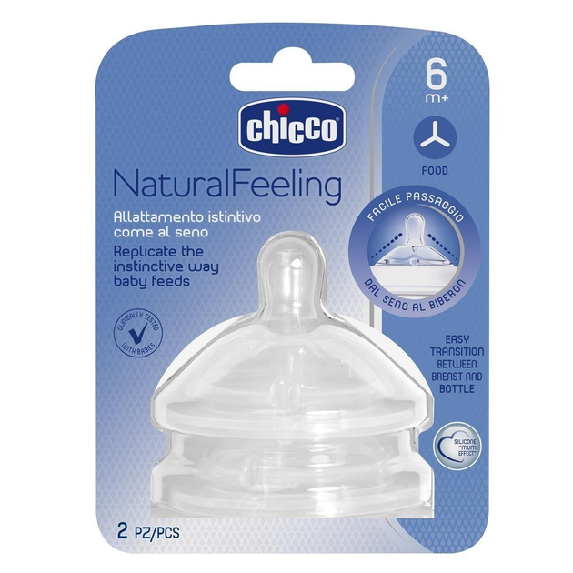 Силіконова соска Chicco Natural Feeling для каші 6м+ 2 шт (81057.20) - зображення 1