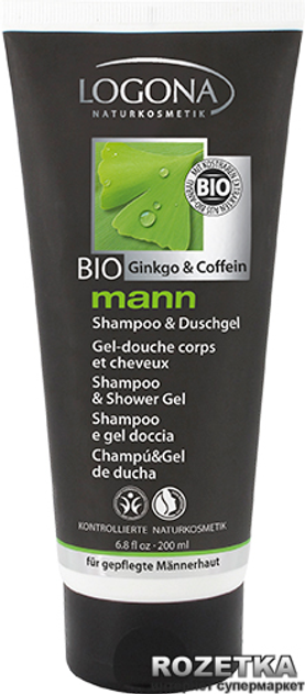 Акція на Чоловік БІО-шампунь-гель для волосся і тіла Logona Кофеїн і Гінкго 200 мл від Rozetka