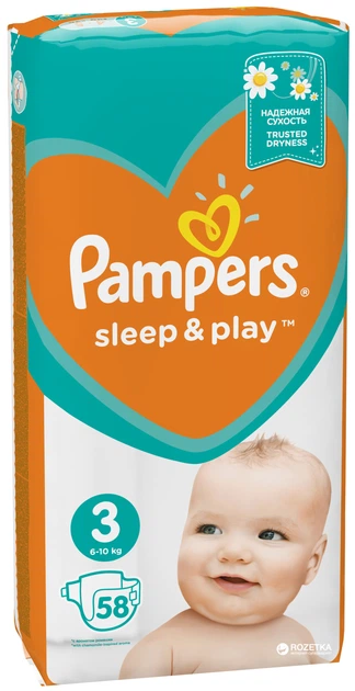 Підгузки Pampers Sleep & Play Розмір 3 (Midi) 6-10 кг 58 шт (4015400224211) - зображення 2