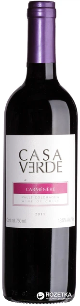 Вино Casa Verde Carmenere червоне сухе 0.75 л (7808765712960) - Фото 1 Вино Casa Verde Carmenere червоне сухе 0.75 л (7808765712960) - зображення 1