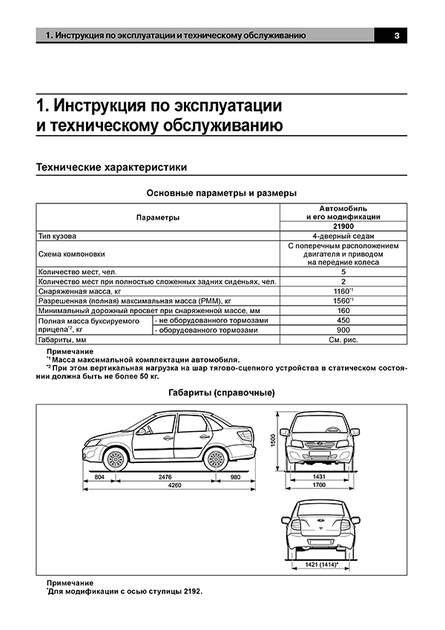 Руководства по эксплуатации Granta Sedan