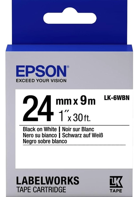 Картридж с лентой Epson LabelWorks LK6WBN Standard 24 мм 9 м Black/White (C53S656006)