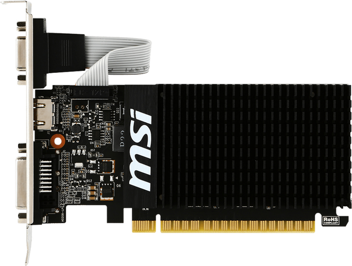 Відеокарта MSI PCI-Ex GeForce GT 710 2048 MB DDR3 (64bit) (954/1600) (DVI, HDMI, VGA) (GT 710 2GD3H LP) - зображення 1