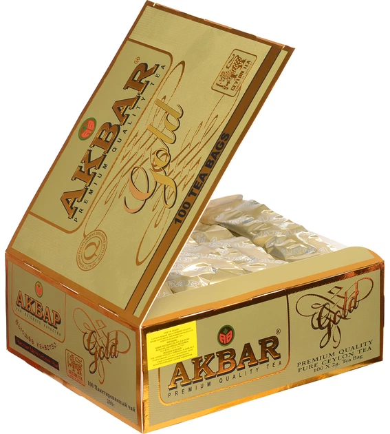 Чай черный Akbar Gold 2 г х 100 пакетиков (5014176006617) - Фото 5 Чай черный Akbar Gold 2 г х 100 пакетиков (5014176006617) - изображение 5