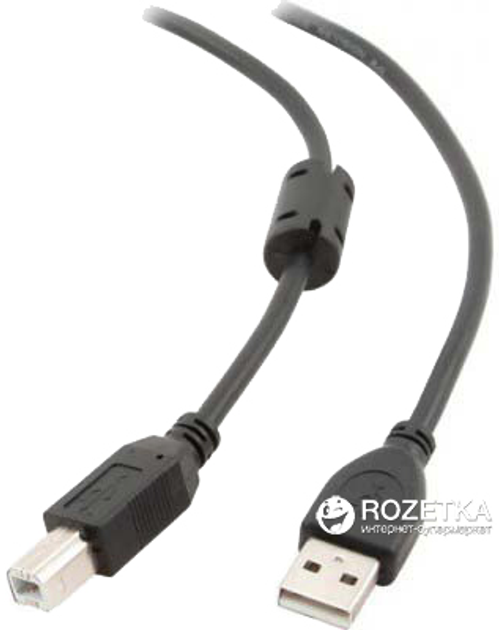 Кабель Maxxter USB 2.0 AM - USB 2.0 BM 1.8 м феритовий фільтр (UF-AMBM-6) - зображення 1