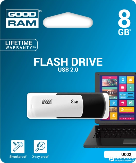 Pendrive Goodram UCO2 8GB Black-White (UCO2-0080KWR11) - obraz 2