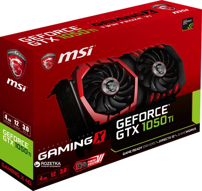 Видеокарта MSI PCI-Ex GeForce GTX 1050 Ti GAMING X 4GB GDDR5