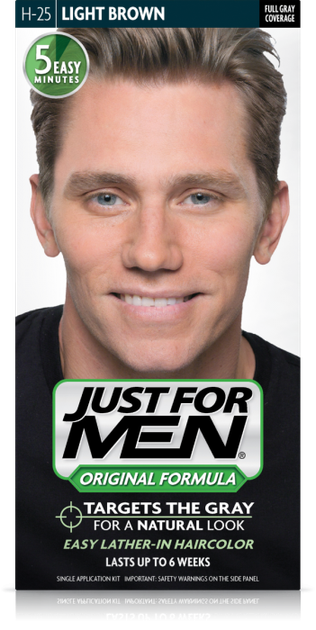 Краска для волос мужчин JUST FOR MEN (н25) - Светлый коричневый 66 мл. - Фото 1 Краска для волос мужчин JUST FOR MEN (н25) - Светлый коричневый 66 мл. - изображение 1