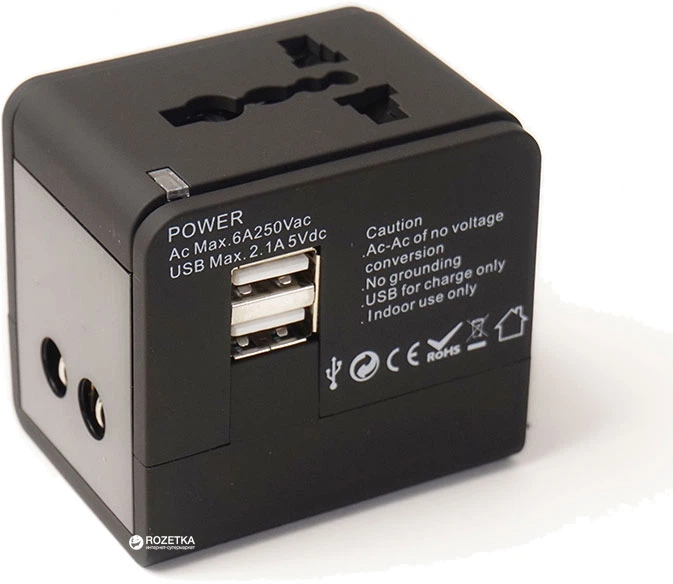 Перехідник мережевий PowerPlant універсальний з USB (DV00DV5067) - Фото 6 Перехідник мережевий PowerPlant універсальний з USB (DV00DV5067) - зображення 6