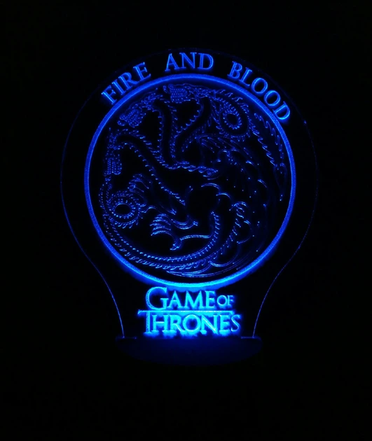 3d-светильник Дом Таргариенов (Игра престолов Game of Thrones) 3д-ночник, несколько подсветок (батарейка+220В - изображение 3